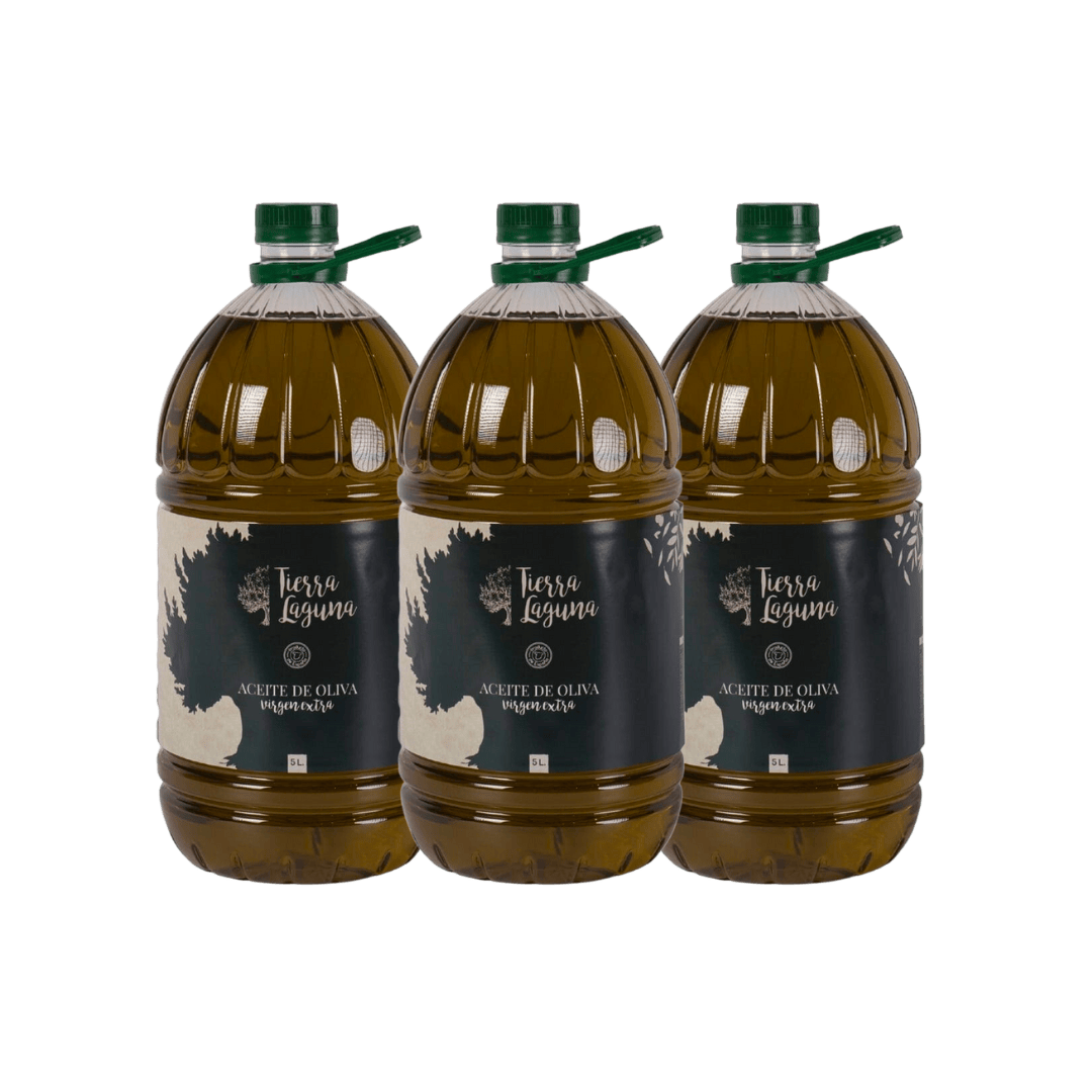 Pack 3 Garrafas 5L Aceite de Oliva Virgen Extra Arbequina. Tierra Laguna