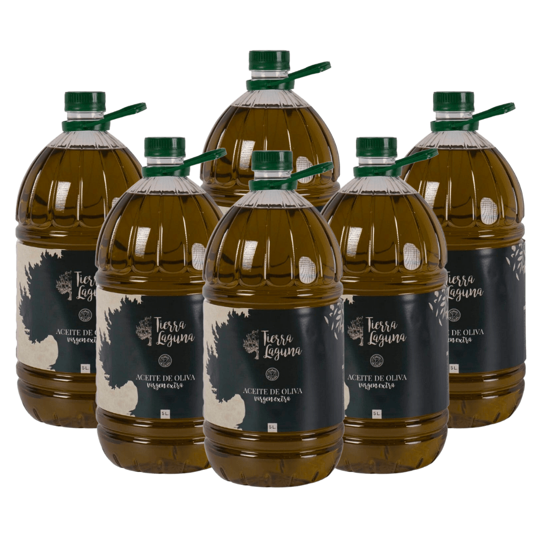 Pack 6 Garrafas 5L Aceite de Oliva Virgen Extra Arbequina. Tierra Laguna
