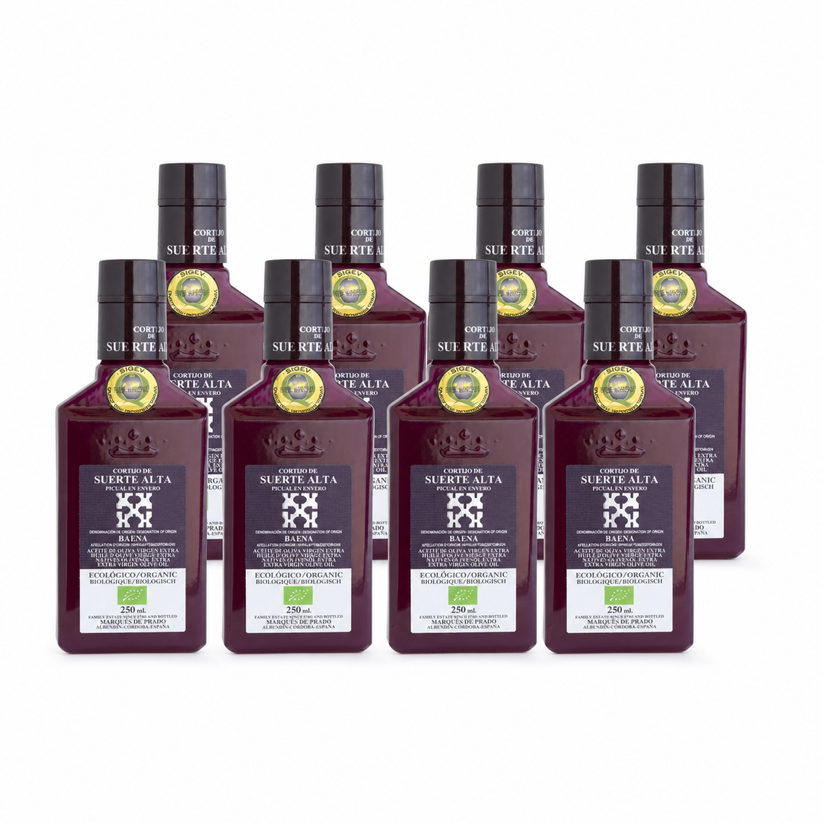 AOVE CORTIJO SUERTE ALTA PICUAL ECOLOGICO 250ML - 8 Botellas