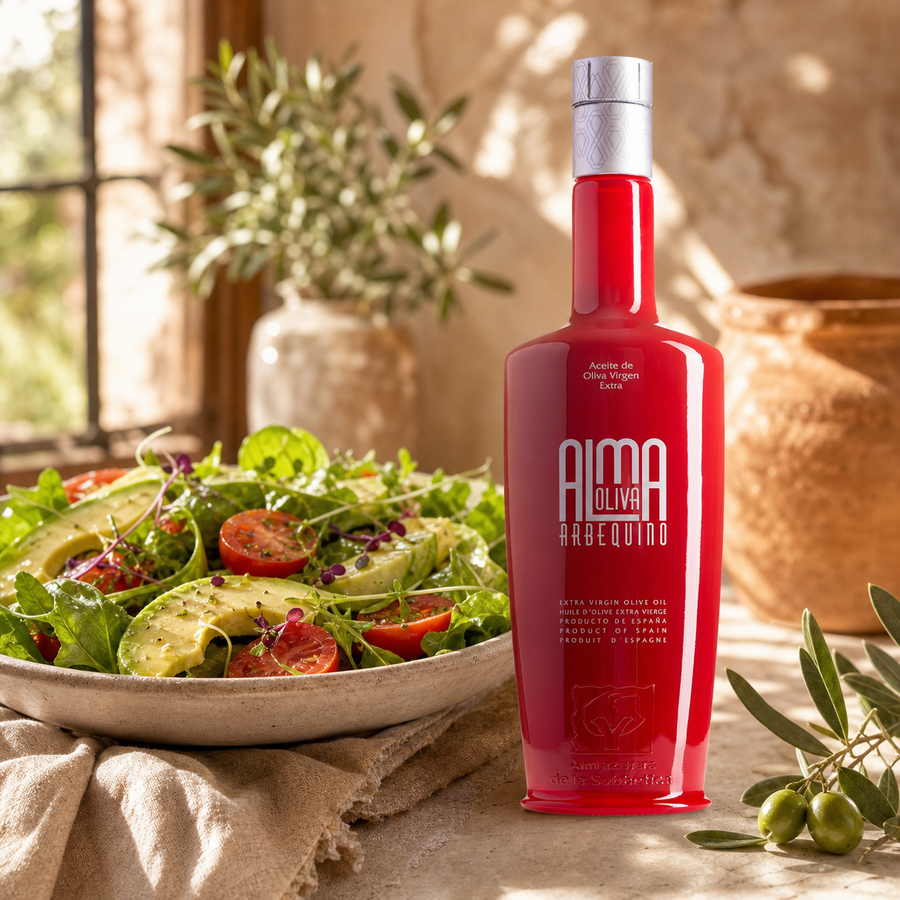 AlmaOliva Arbequina acompañado de ensalada