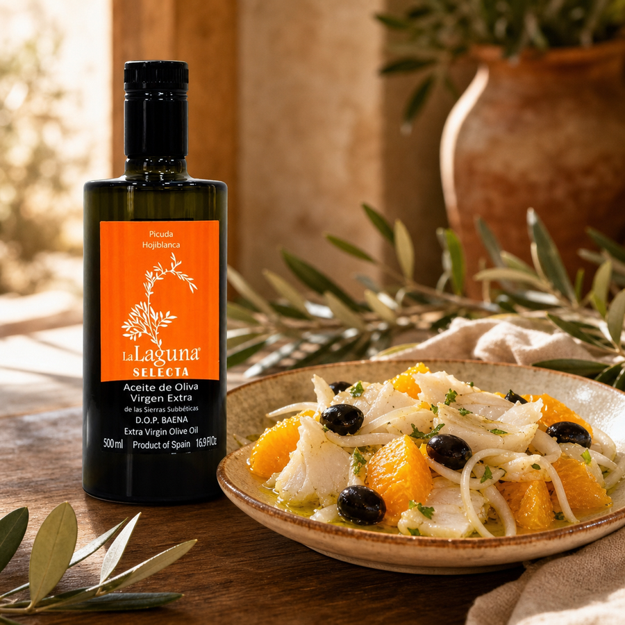 La Laguna Selecta acompañado de ensalada de naranja y bacalao